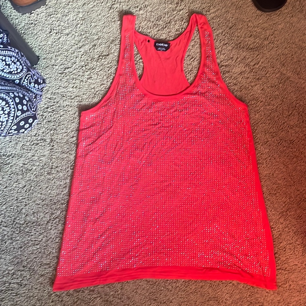 Bebe like new medium Coral Studded Top